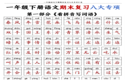 一年级下册语文期末复习八大专项（含练习63页）.pdf
