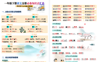 【2026春10页完整版】一年级语文【寒假预习-全册知识点汇总】