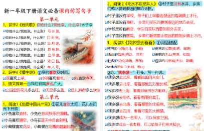 【2026春10页完整版】新一下语文必备课内仿写句子