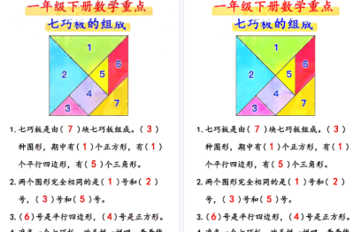 [2026春5页完整版】一年级数学下册必考七巧板的组成
