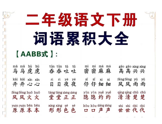 《2025春新课改二下语文词语积累大全》